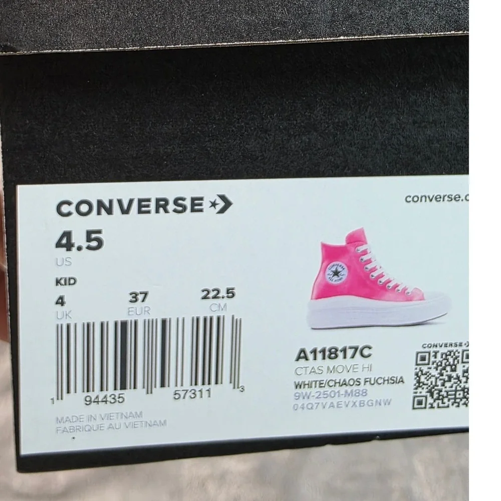 Converse Chuck Taylor All Star Move Youth 4.5 Platform Sneakers Fuchsia Pink NEW